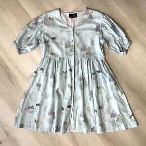 Disney x  Cakeworthy Cinderella Puff Sleeve Pure Cotton Button Up Dress XL